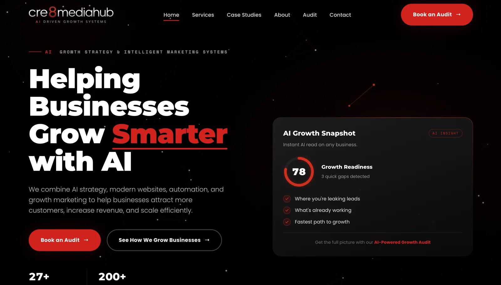 Cre8MediaHub — agency website home page