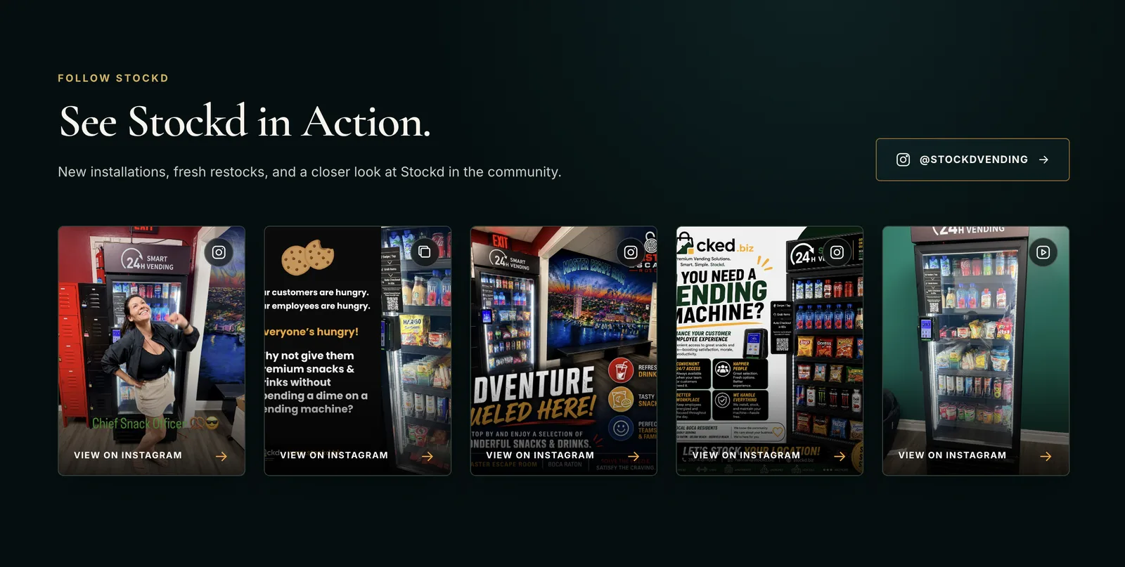 Stockd website — automated Instagram feed block